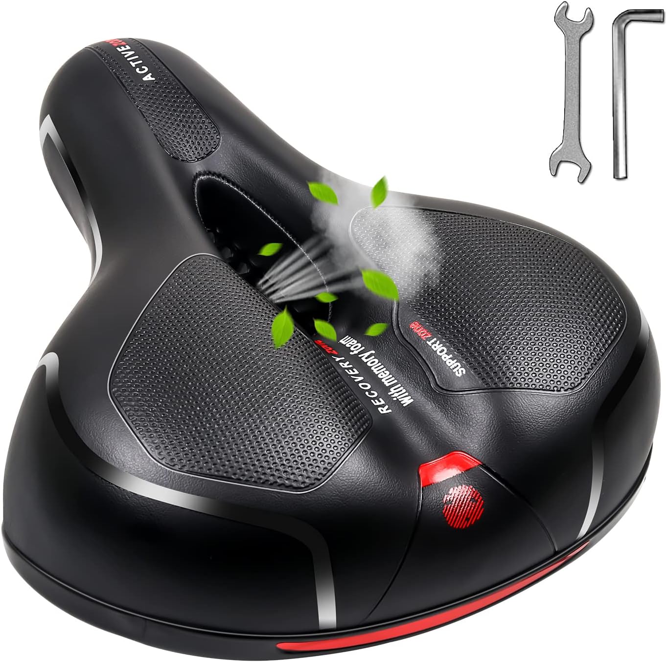 Dual Shock Absorption - Memory Foam Padding, Waterproof Bike Saddle