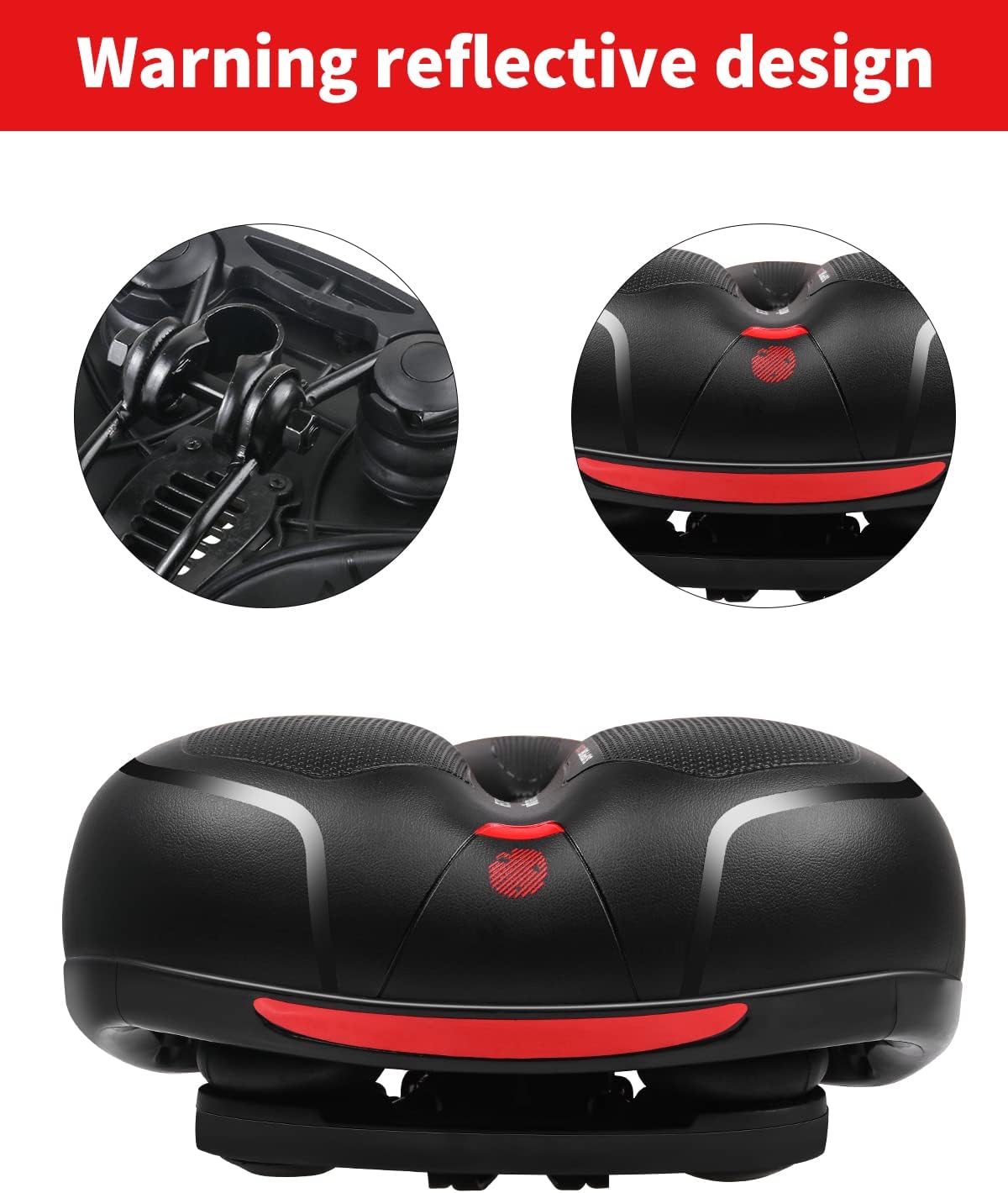 Dual Shock Absorption - Memory Foam Padding, Waterproof Bike Saddle - Image 2