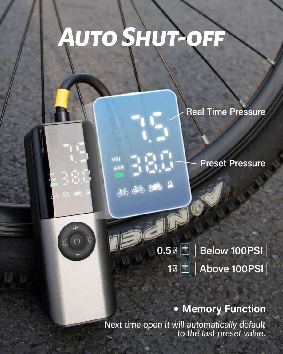 Mini Bicycle Pump 150PSI with Digital Pressure Gauge - Image 2